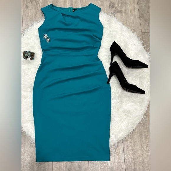 Miusol Dresses & Skirts - Miusol Teal Midi Dress with Embellishment